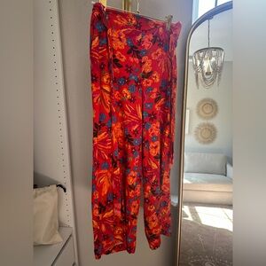 Farm Rio inspired Floral Red Women's linen pants